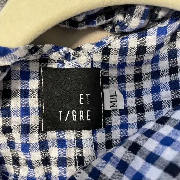 ET TIGRE Jayme Sleeveless Dress in gingham blue white and black - Picture 14 of 14